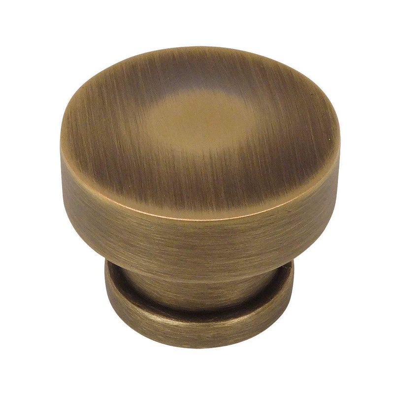 Cosmas 10 Pack 704BAB Brushed Antique Brass Round Contemporary Cabinet Hardware Knob - 1-1/4" Diameter